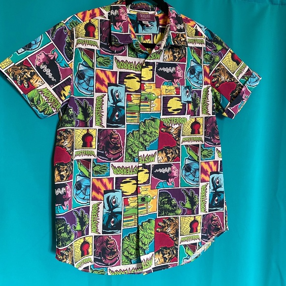 Unique Vintage x Universal Monsters Hawaii Print Button Down Shirt Men's L 10-12 - Picture 14 of 14